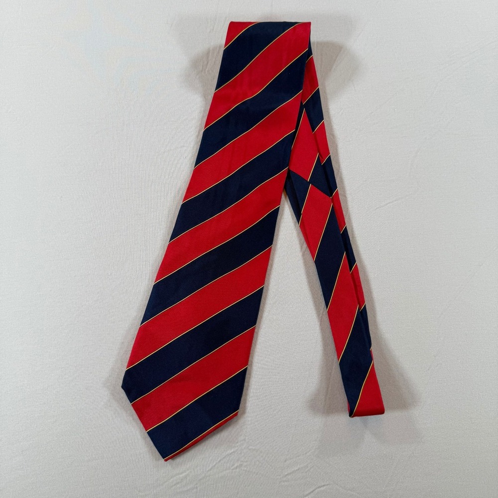 Carlo Colombo Tie Rack Red Navy Stripe Silk Necktie Italian Made Men‎